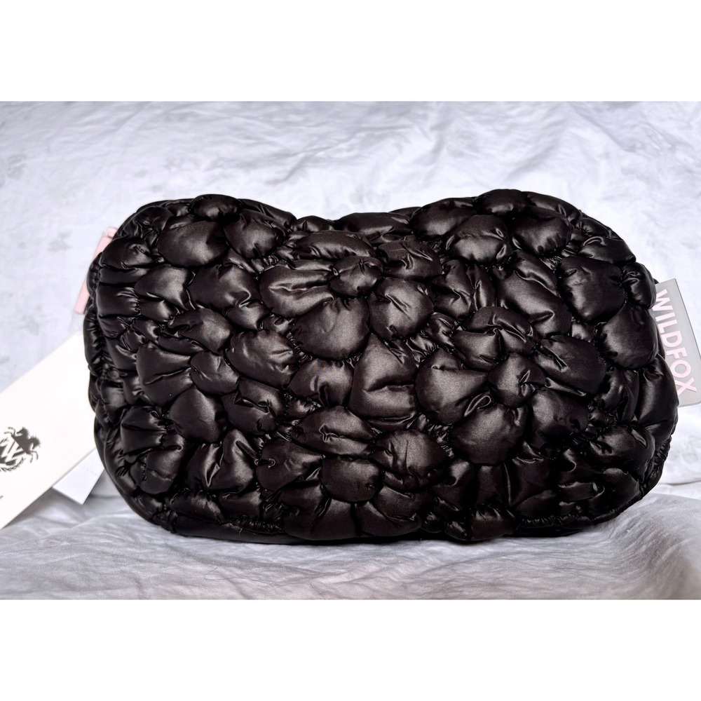 ❗️$48 Retail❗️Wildfox Black Puffer Belt Bag Quilted Fanny Pack Waist Pink Logo - Picture 1 of 4
